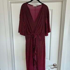 ZARA Wine Colored Velvet Midi Wrap Dress [Size M]